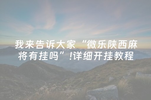我来告诉大家“微乐陕西麻将有挂吗”!详细开挂教程-抖音