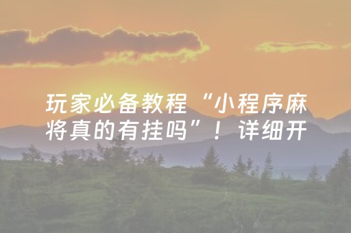 玩家必备教程“小程序麻将真的有挂吗”！详细开挂教程（确实真的有挂)-抖音