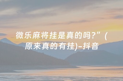 微乐麻将挂是真的吗?”(原来真的有挂)-抖音