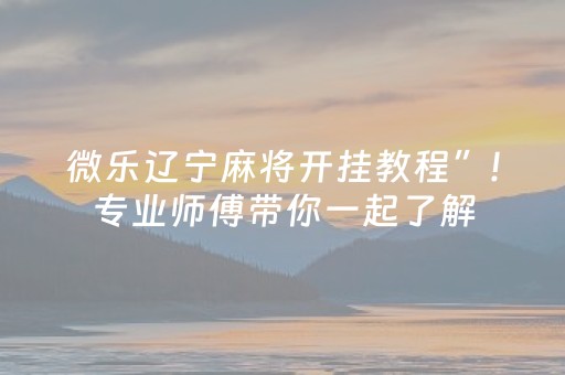 微乐辽宁麻将开挂教程”!专业师傅带你一起了解（详细教程）-抖音
