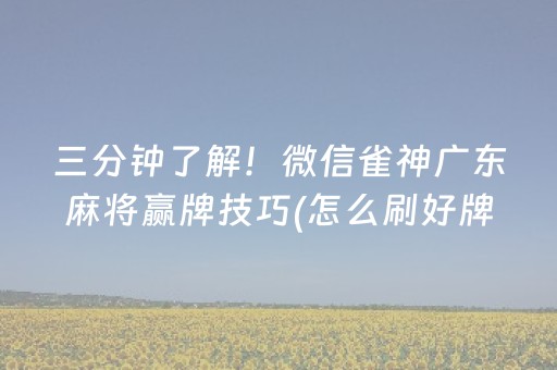 三分钟了解！微信雀神广东麻将赢牌技巧(怎么刷好牌)