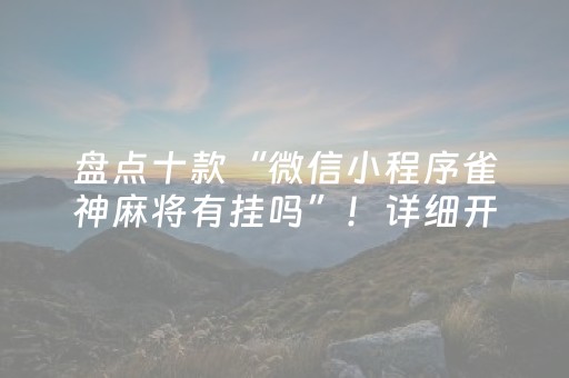 盘点十款“微信小程序雀神麻将有挂吗”！详细开挂教程（确实真的有挂)-抖音