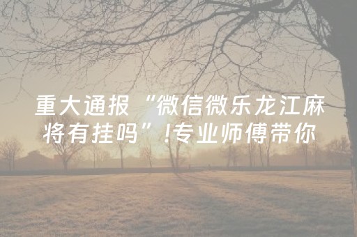 重大通报“微信微乐龙江麻将有挂吗”!专业师傅带你一起了解（详细教程）-抖音