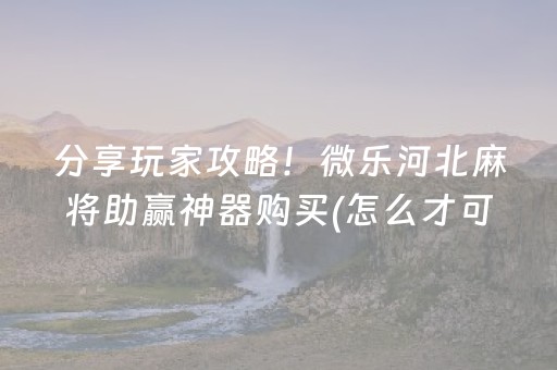 分享玩家攻略！微乐河北麻将助赢神器购买(怎么才可以赢)