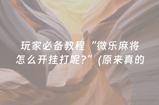玩家必备教程“微乐麻将怎么开挂打呢?”(原来真的有挂)-抖音