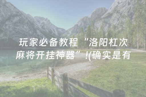 玩家必备教程“洛阳杠次麻将开挂神器”!(确实是有挂)-抖音