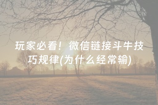 玩家必看！微信链接斗牛技巧规律(为什么经常输)