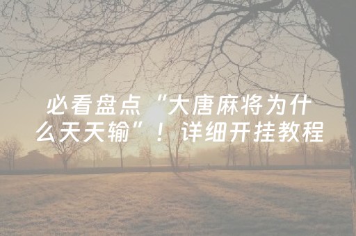 必看盘点“大唐麻将为什么天天输”！详细开挂教程（确实真的有挂)-抖音