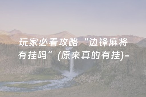 玩家必看攻略“边锋麻将有挂吗”(原来真的有挂)-抖音