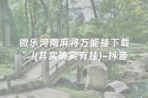 微乐河南麻将万能挂下载”!(其实确实有挂)-抖音