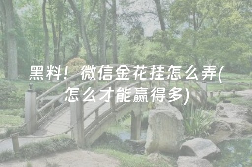 黑料！微信金花挂怎么弄(怎么才能赢得多)