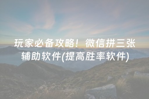 玩家必备攻略！微信拼三张辅助软件(提高胜率软件)