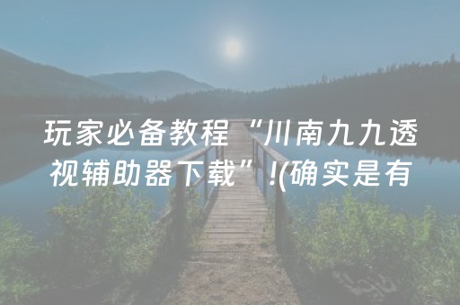 玩家必备教程“川南九九透视辅助器下载”!(确实是有挂)-抖音