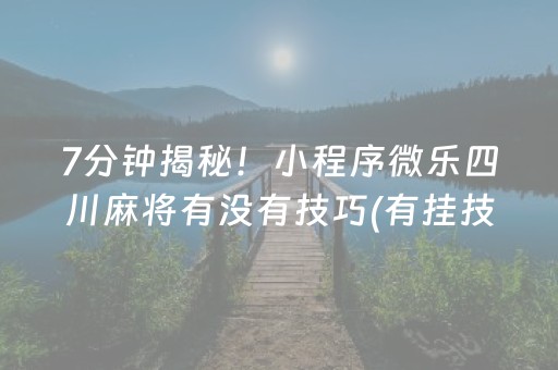 7分钟揭秘！小程序微乐四川麻将有没有技巧(有挂技巧辅助器)