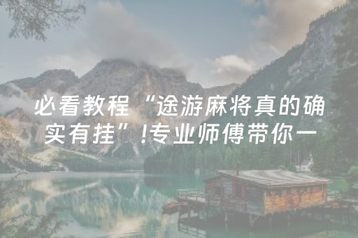 必看教程“途游麻将真的确实有挂”!专业师傅带你一起了解（详细教程）-抖音