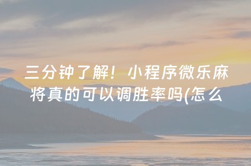 三分钟了解！小程序微乐麻将真的可以调胜率吗(怎么容易赢)