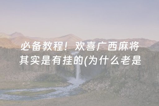 必备教程！欢喜广西麻将其实是有挂的(为什么老是输呢)