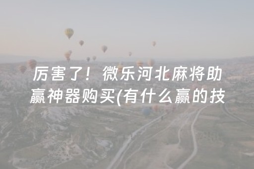 厉害了！微乐河北麻将助赢神器购买(有什么赢的技巧)