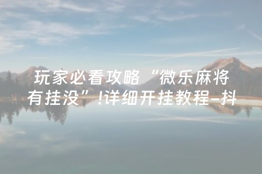 玩家必看攻略“微乐麻将有挂没”!详细开挂教程-抖音