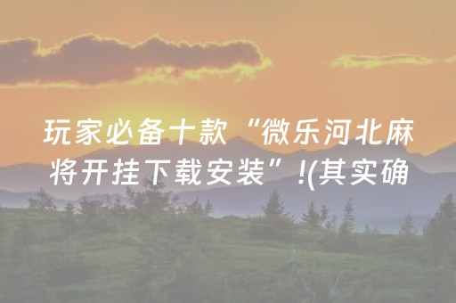 玩家必备十款“微乐河北麻将开挂下载安装”!(其实确实有挂)-抖音