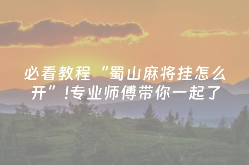 必看教程“蜀山麻将挂怎么开”!专业师傅带你一起了解（详细教程）-抖音