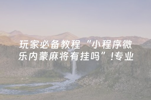 玩家必备教程“小程序微乐内蒙麻将有挂吗”!专业师傅带你一起了解（详细教程）-抖音