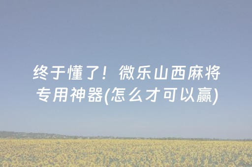 终于懂了！微乐山西麻将专用神器(怎么才可以赢)