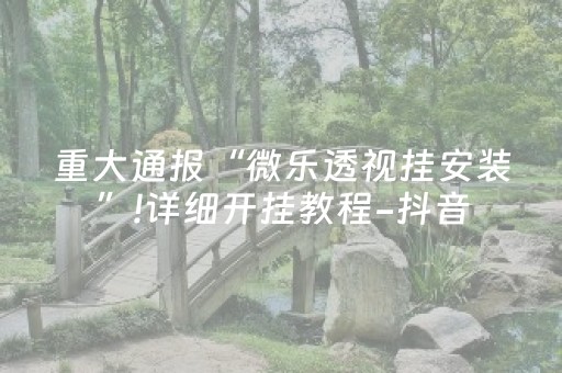 重大通报“微乐透视挂安装”!详细开挂教程-抖音