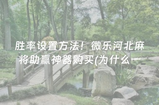 胜率设置方法！微乐河北麻将助赢神器购买(为什么一直输)