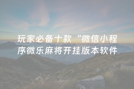玩家必备十款“微信小程序微乐麻将开挂版本软件”!(确实是有挂)-抖音