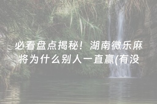 必看盘点揭秘！湖南微乐麻将为什么别人一直赢(有没有猫腻)