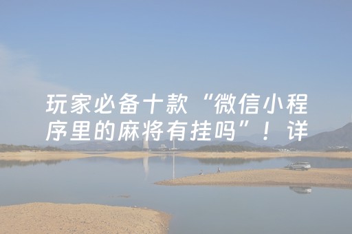 玩家必备十款“微信小程序里的麻将有挂吗”！详细开挂教程（确实真的有挂)-抖音