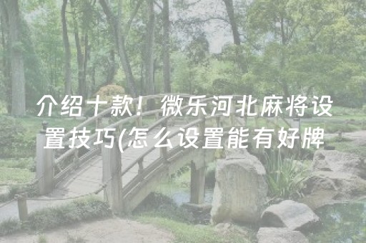 介绍十款！微乐河北麻将设置技巧(怎么设置能有好牌)