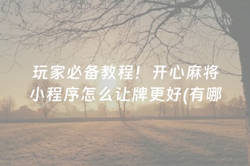 玩家必备教程！开心麻将小程序怎么让牌更好(有哪些猫腻)