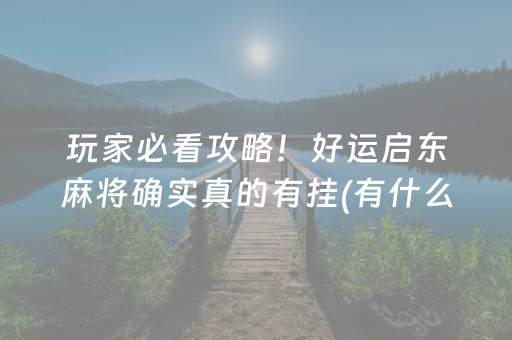 玩家必看攻略！好运启东麻将确实真的有挂(有什么能赢的方法)