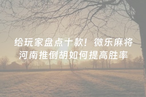 给玩家盘点十款！微乐麻将河南推倒胡如何提高胜率(怎么让系统给自己好牌)