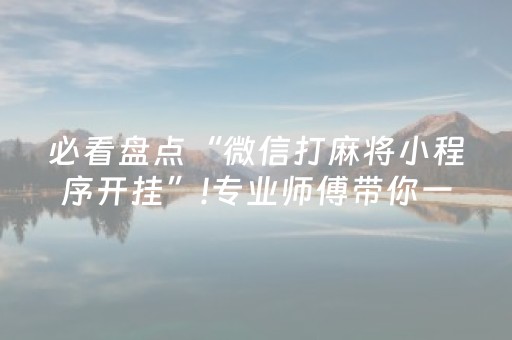 必看盘点“微信打麻将小程序开挂”!专业师傅带你一起了解（详细教程）-抖音