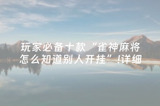 玩家必备十款“雀神麻将怎么知道别人开挂”!详细开挂教程-抖音
