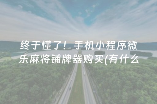 终于懂了！手机小程序微乐麻将铺牌器购买(有什么能赢的方法)