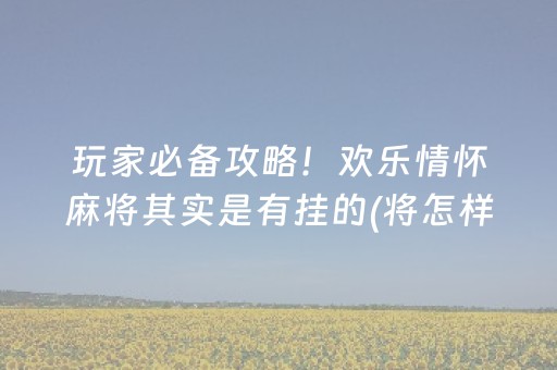 玩家必备攻略！欢乐情怀麻将其实是有挂的(将怎样比较容易赢)