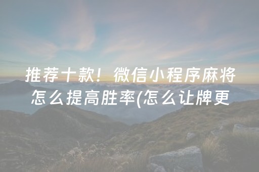终于发现“微乐麻将插件胜率设置（专用辅牌神器免安装）