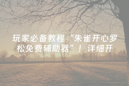 玩家必备教程“朱雀开心罗松免费辅助器”！详细开挂教程（确实真的有挂)-抖音