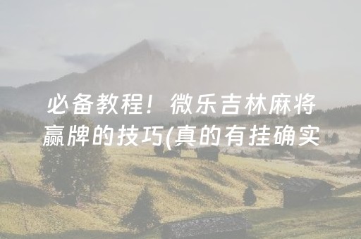 必备教程！微乐吉林麻将赢牌的技巧(真的有挂确实有挂)