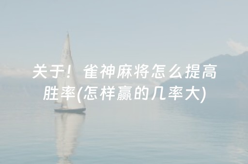 关于！雀神麻将怎么提高胜率(怎样赢的几率大)
