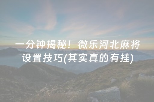 一分钟揭秘！微乐河北麻将设置技巧(其实真的有挂)
