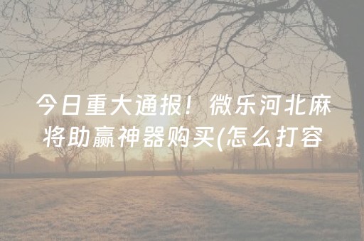 今日重大通报！微乐河北麻将助赢神器购买(怎么打容易赢)