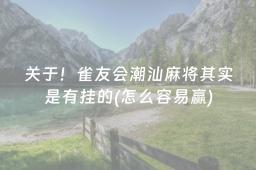 关于！雀友会潮汕麻将其实是有挂的(怎么容易赢)