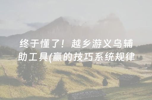 终于懂了！越乡游义乌辅助工具(赢的技巧系统规律)