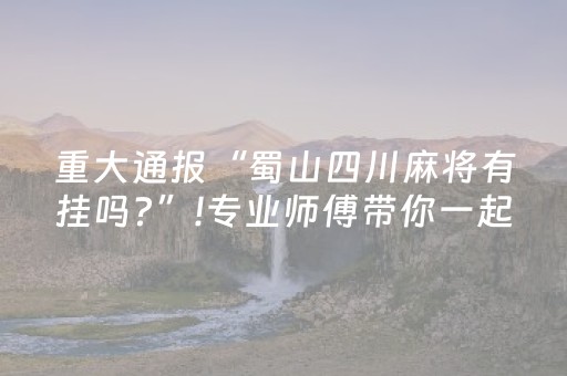 重大通报“蜀山四川麻将有挂吗?”!专业师傅带你一起了解（详细教程）-抖音