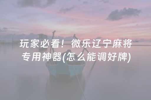 玩家必看！微乐辽宁麻将专用神器(怎么能调好牌)